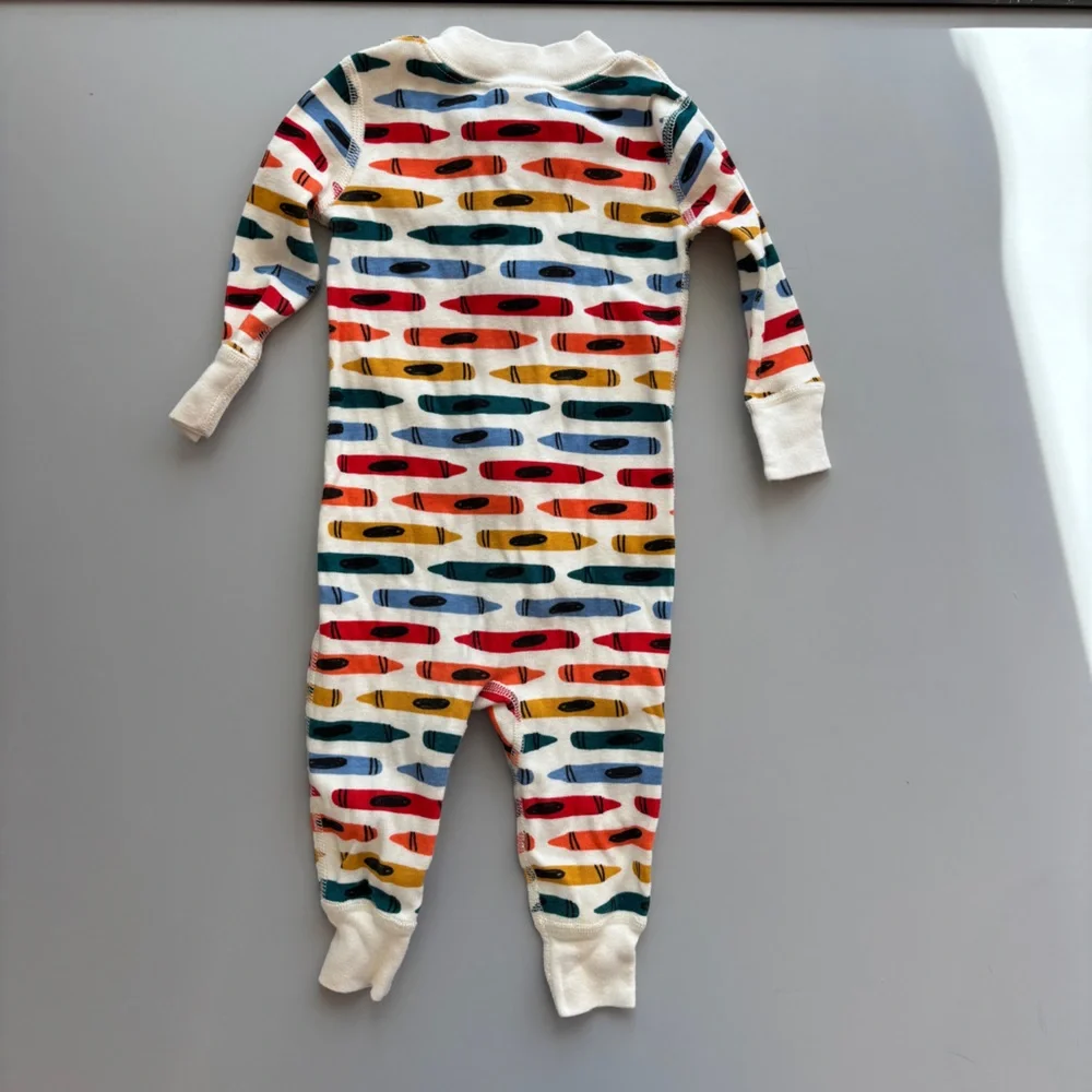 Hanna‎ Andersson Baby Zip Sleeper Colorful Crayon Print Pajamas Size 3-6M Pjs